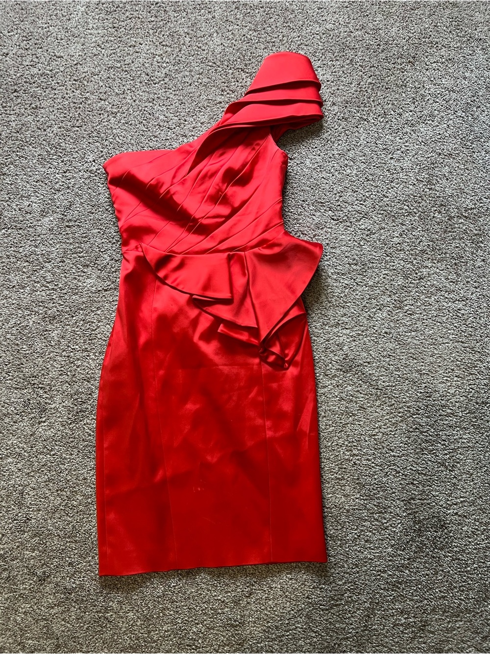 Karen Millen Red One-Shoulder Peplum Dress